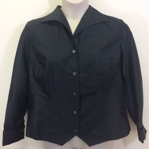 💯% Silk, Kate Hill Wing-Collar Lined Blouse NWT